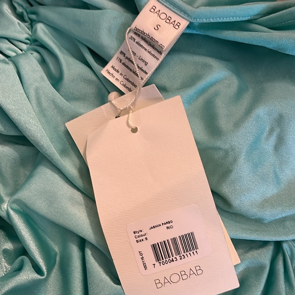NWT Baobab Swim Jasmin Satin Bikini Pareo swimsuit coverup Rio Blue - Picture 6 of 9